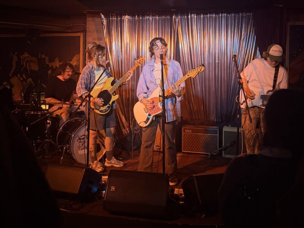 Montreal-based band Knitting on stage at Dina's Tavern in Toronto.