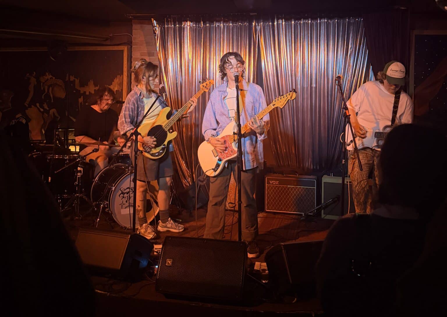 Montreal-based band Knitting on stage at Dina's Tavern in Toronto.