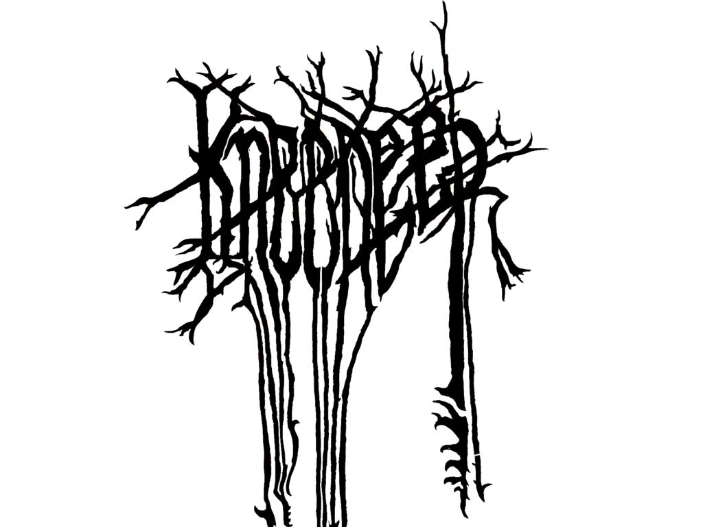 Knee Deep written in a jagged metal style text with long points extending downward.